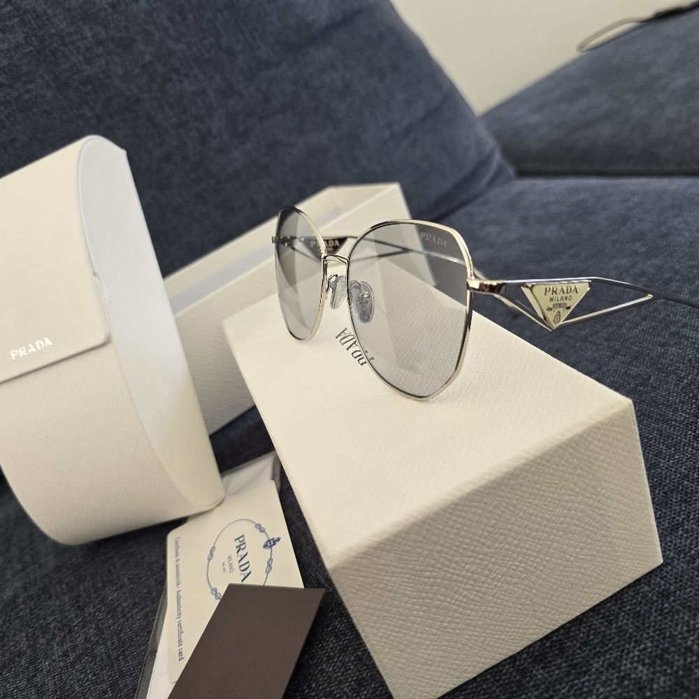 Prada Silver Metal Frame Gradient Lens Sunglasses